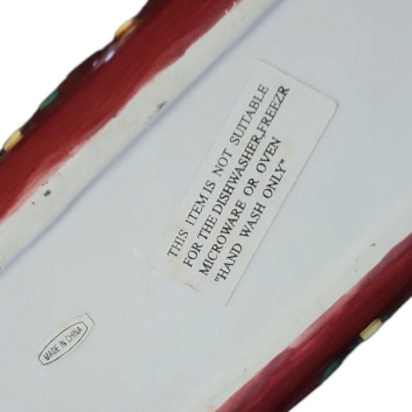 Vtg Christmas Earthenware Santa Snowman Ceramic Hearts Stars Candy Crackers Bowl - Picture 7 of 7